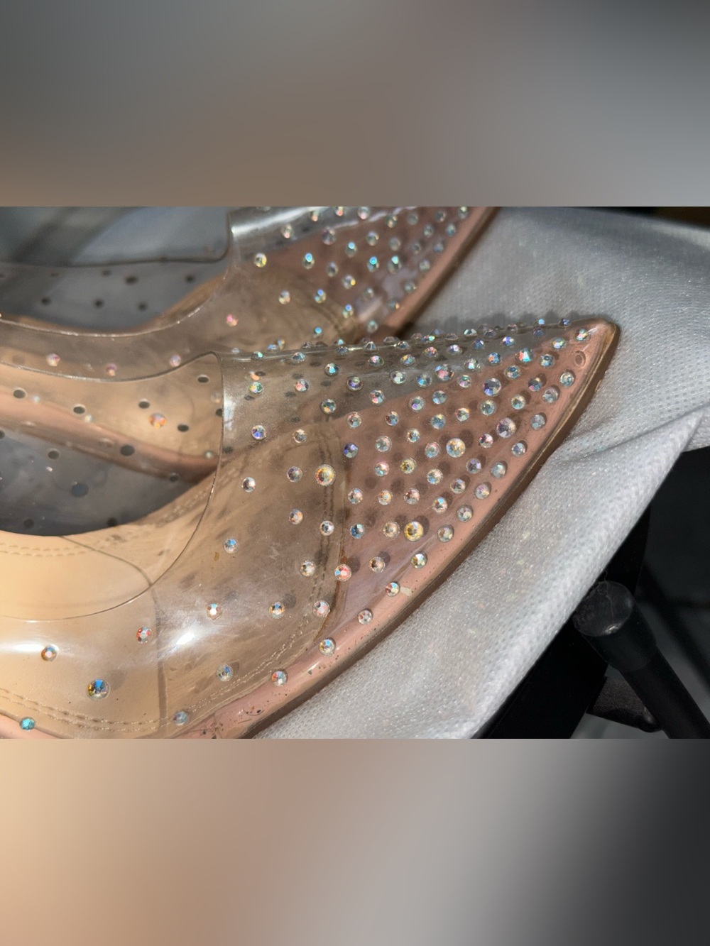 New clear/nude feels with iridescent crystal bling - Picture 3 of 5